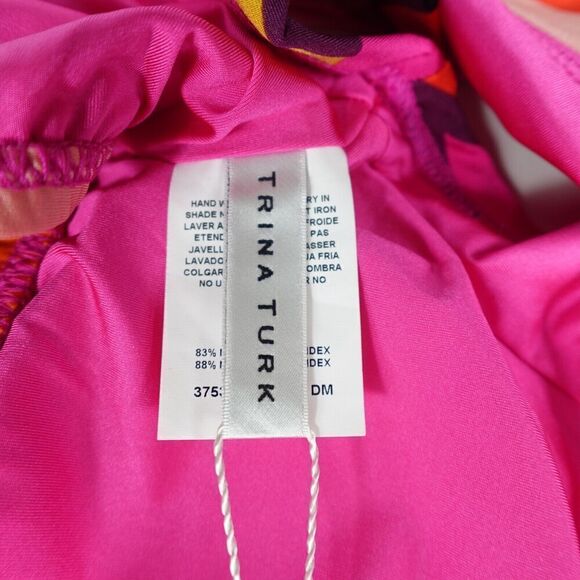 Trina Turk Womens Fan Faire Off The Shoulder Ruffle Bandeau Swim Top Size 4 - Picture 8 of 9